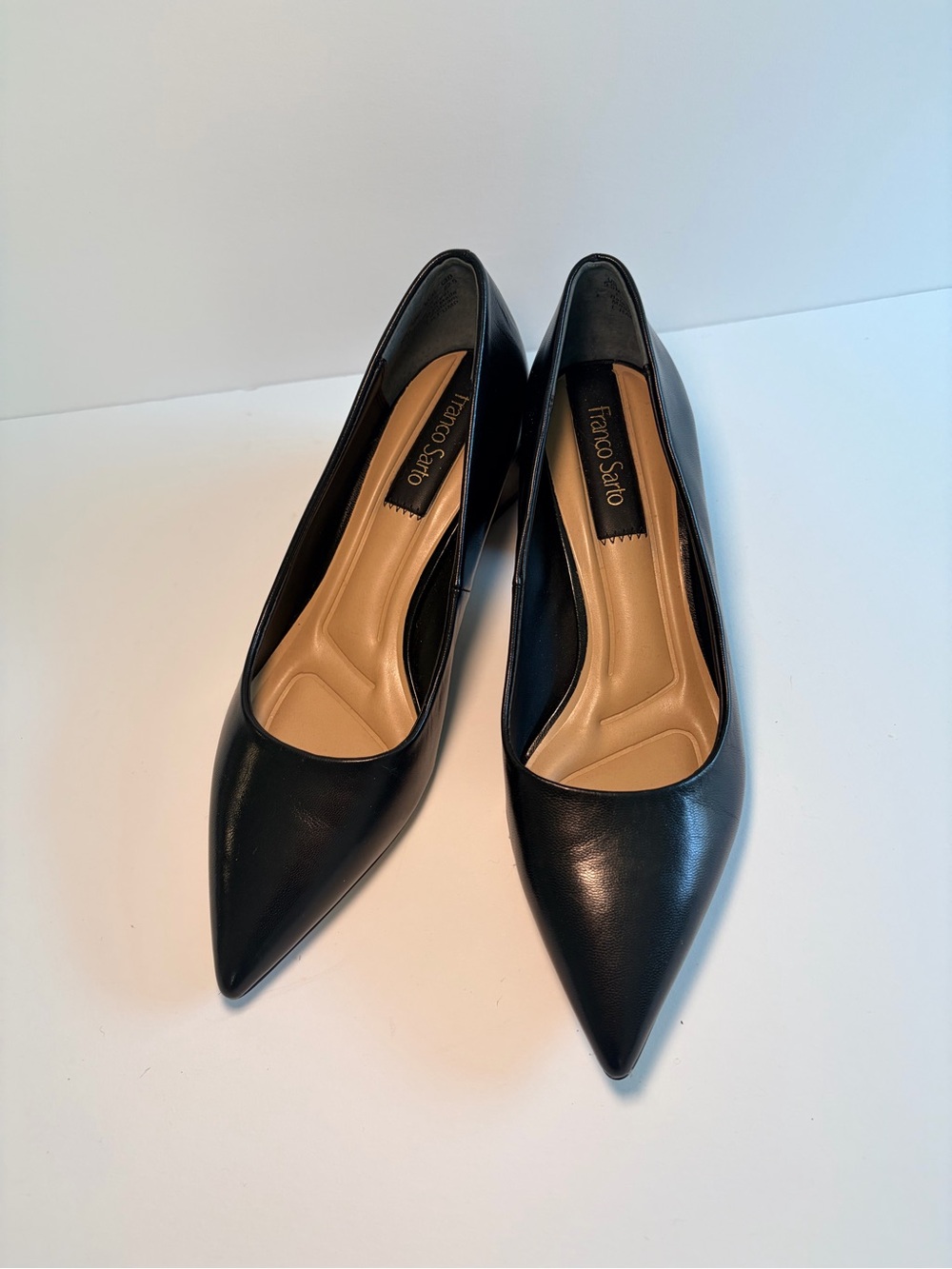 Never worn- Franco Sarto Black Pointed Toe Leather Pumps
